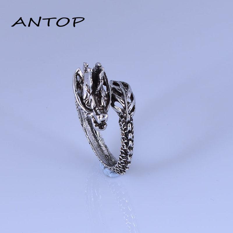 Cincin Bahan Alloy Imitasi Desain Naga Gaya Retrocina Untuk Pria