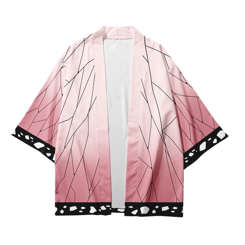 New HOT Demon Slayer Pink Women Men Kimono Pasangan Loose Oversize Harajuku Kimono Haori Obi Cardigan Beach Yukata Japanese Streetwear Kimonos-4