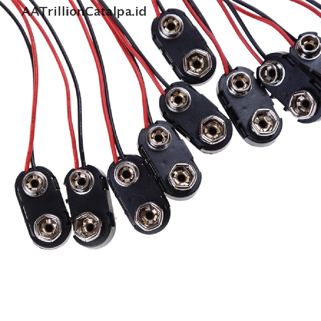 Aatrillioncatalpa 10pcs Klip Konektor Baterai 9V Bahan Plastik Dengan Kabel Timah 150mm