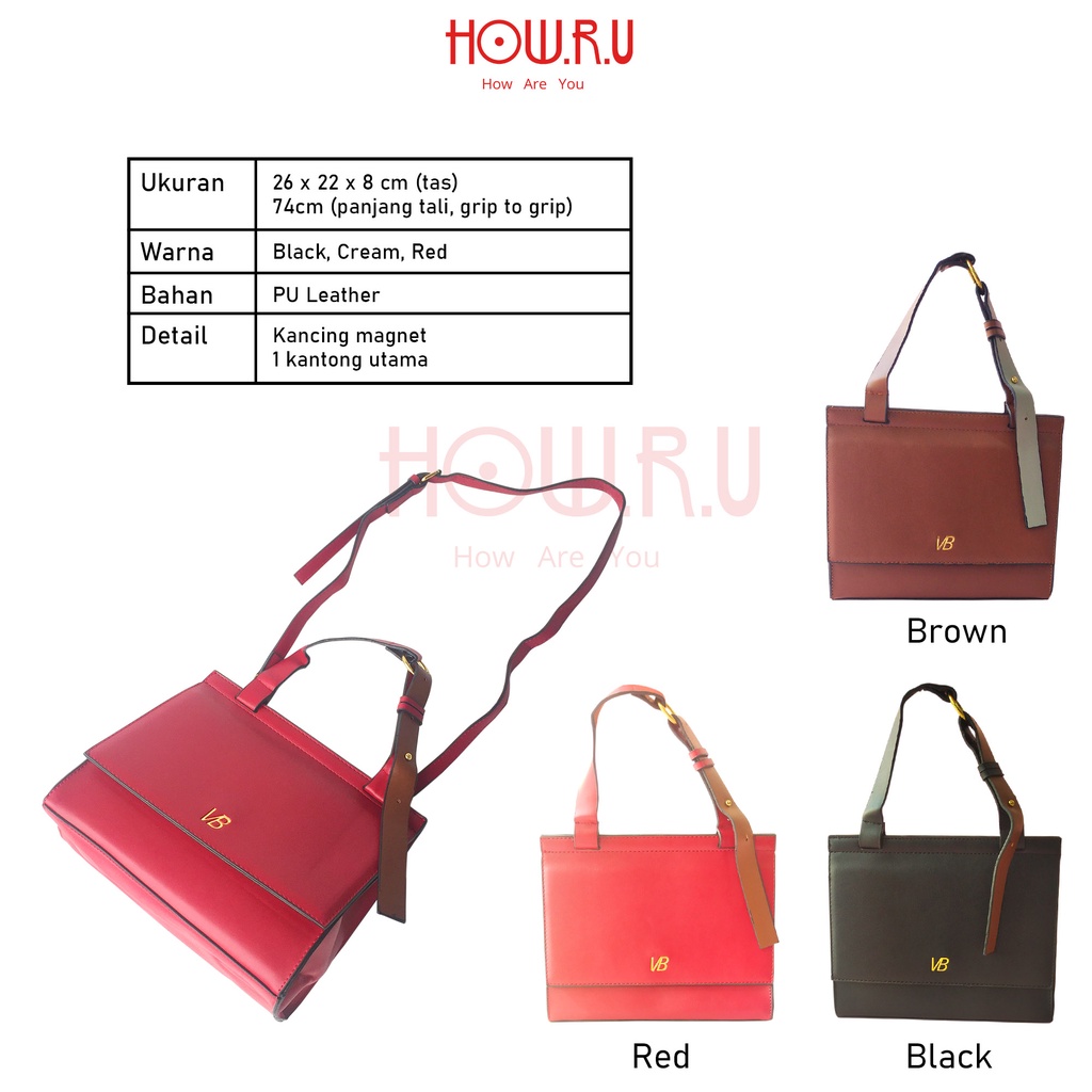 HOW.R.U | 2in1 Tas Tangan Wanita / Sling Bag Kerja Emma 8076