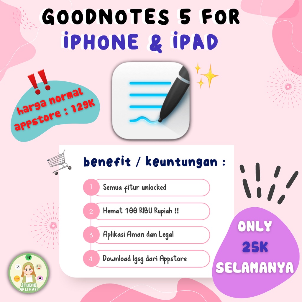 [iOS ONLY] APLIKASI APP BELAJAR GOODNOTES 5 PLUS FULLPACK PRO PREMIUM LEGAL SELAMANYA LIFETIME