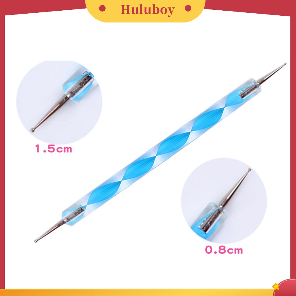 Huluboy Huluboy♡ 5pcs Pen Dotting Marbleizing 2 Sisi Untuk Nail Art DIY