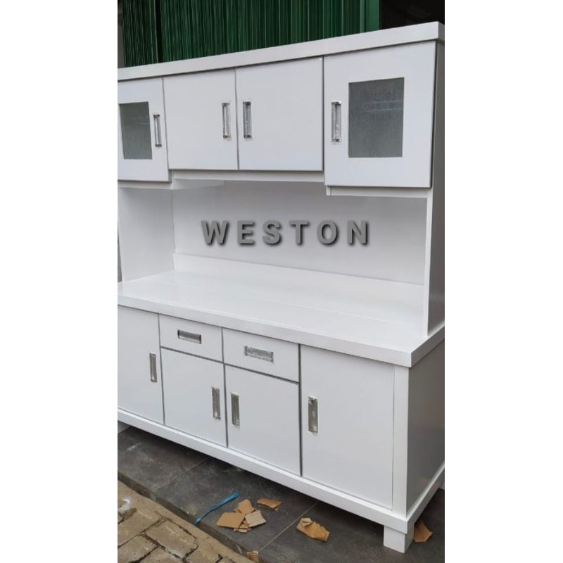 LEMARI DAPUR/LEMARI PIRING 4 PINTU BODY DUCO PINTU HPL **FREE ONGKIR**