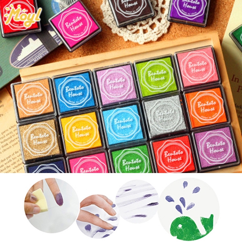 24 Warna Creative Finger Painting Color Inkpad Set Student Colorful Seal Stamp Ink Paste