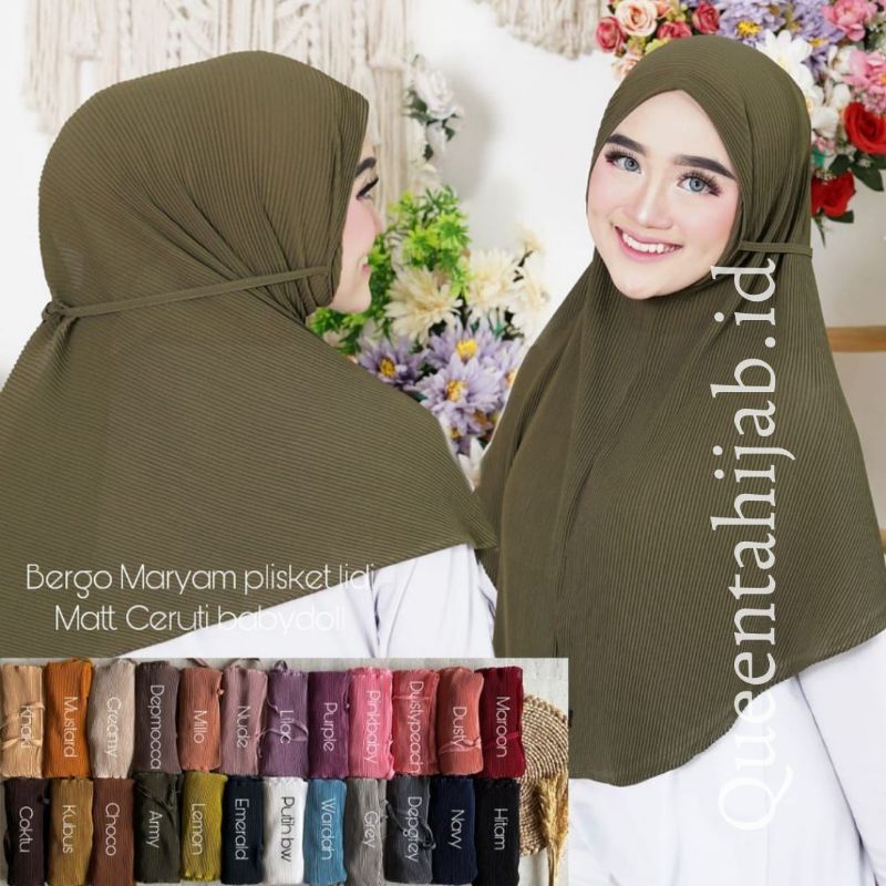 bergo maryam plisket ceruty babydoll premium polos / bergo maryam plisket jumbo