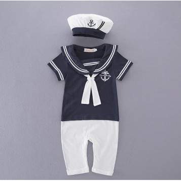 Romper Bayi Sailor Romper Baju Pelaut Anak Bayi Import-Navy