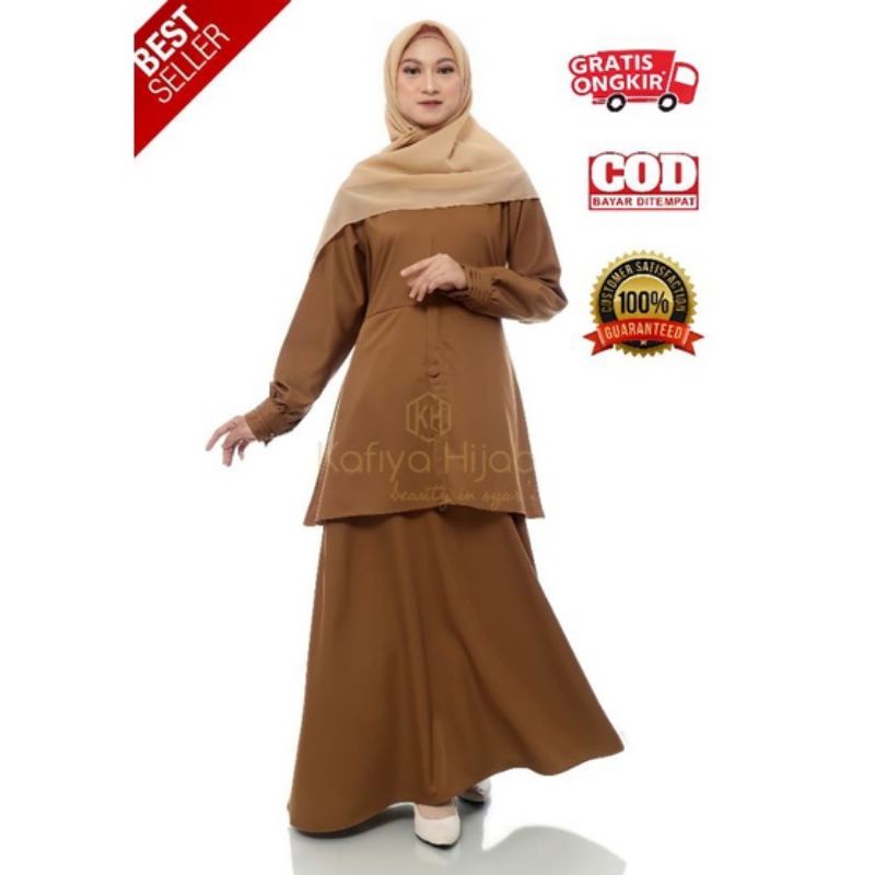 GAMIS PNS PEMDA KHAKI TOYOBO MODEL STELAN BY KAFIYA HIJAB