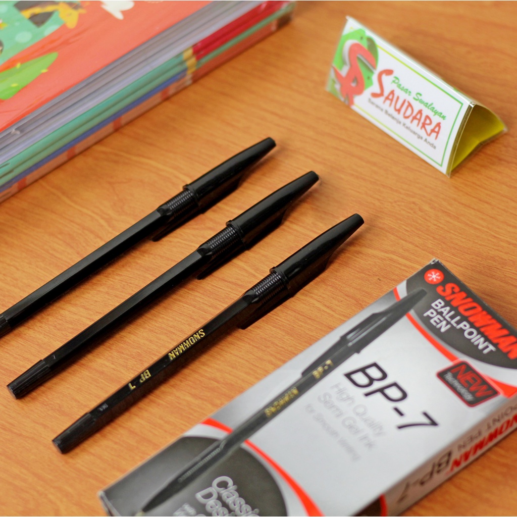 

Pulpen Snowman Semi Gel Ink BP-7 BP7 Tinta Warna Hitam Biru Bolpen Murah Satuan