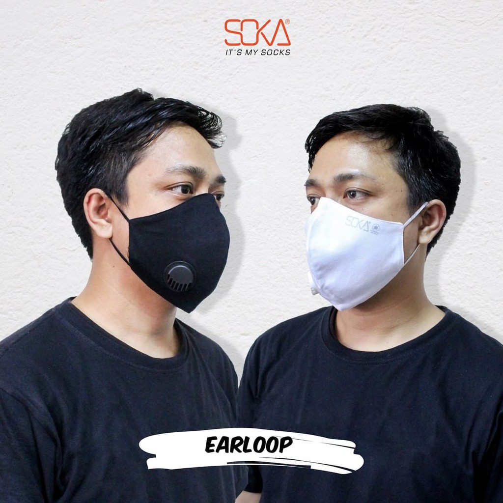 Masker Anti Bakterial AirFlow Untuk Dewasa Hitam dan Putih Hijab Earloop