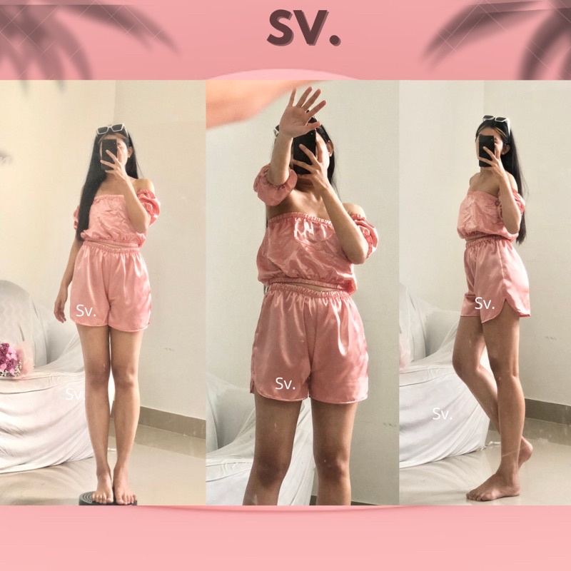 SV- Kemben Sabrina satin silk set / atasan satin / summer korean set / tube crop satin / sabrina set sarin