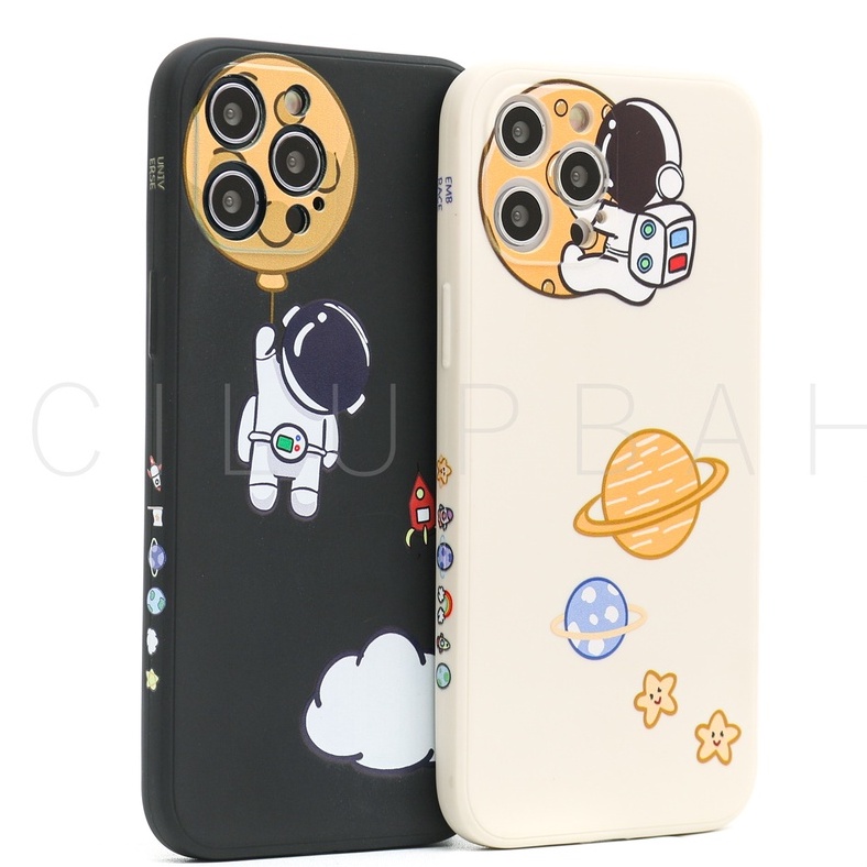 Astronot Cute Couple Cartoon Soft Case Edge Lens Cover iPhone 6 7 8 SE 6+ 7+ 8+ X XR XS 11 12 Pro Max