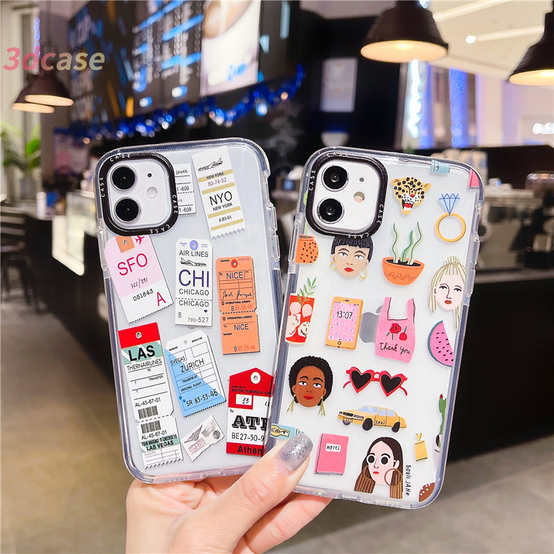 Soft Case Transparan Gambar Tiket Pesawat Terbang Untuk Iphone 11 7 8 Plus 6 6s Plus Se iPhone 12 Pro Max