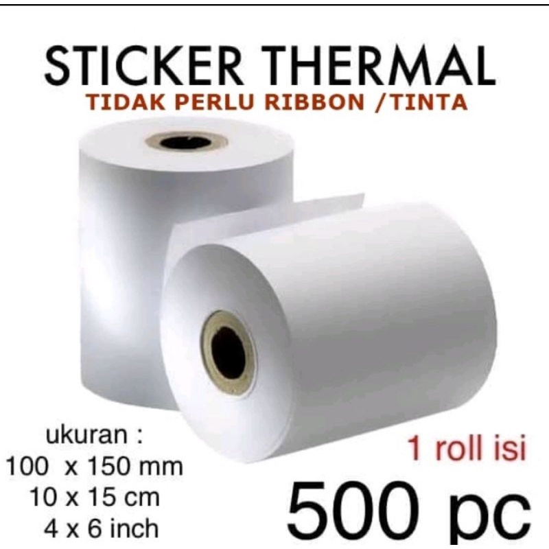 

Kertas Termal Printer 100 x 150 mm 500 pcs Label Barcode Stiker Thermal Resi
