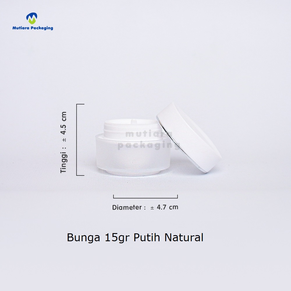 BEST SELLER  POT CREAM PP BUNGA 15GR PUTIH NATURAL / POT SKINCARE  - JAR CREAM 15GR