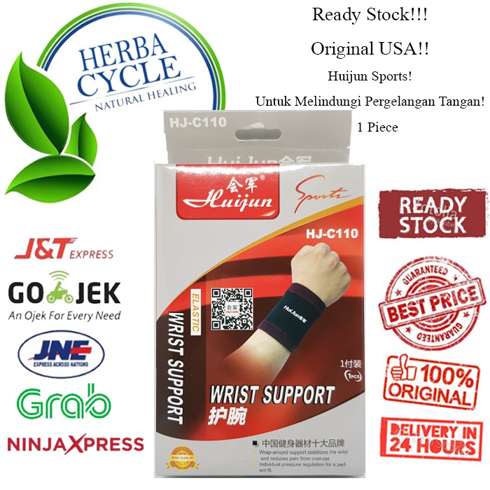 Huijun Sports Wrist Support Pergelangan Tangan Bahan Karet Elastis