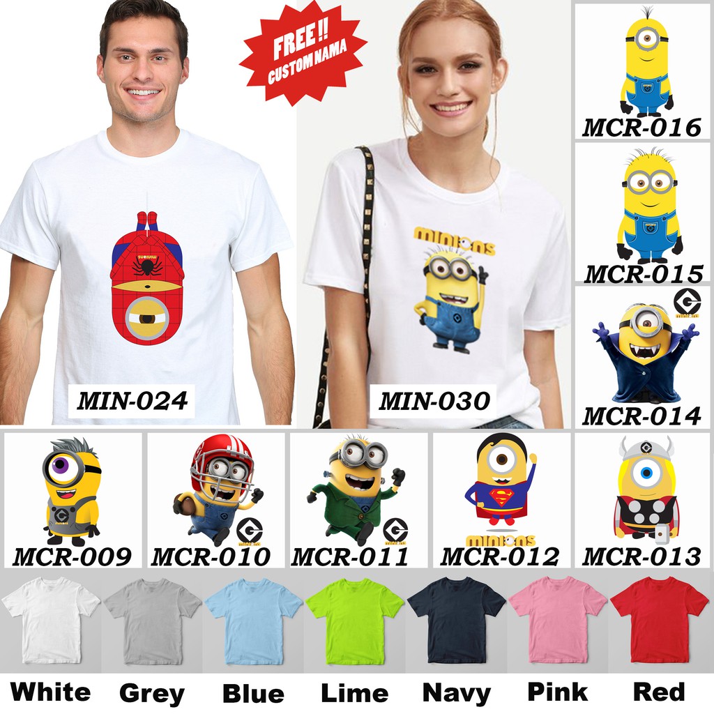 [FREE NAMA !!] Kaos Dewasa / Baju Minion Despicable Me 100% COTTON PREMIUM