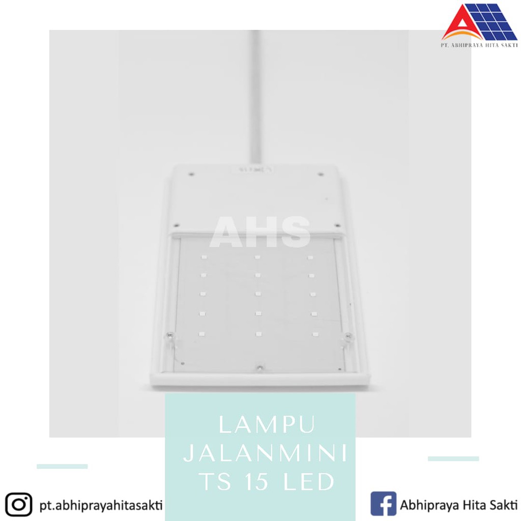 Lampu jalan mini 15 LED tenaga surya solar taman tiang putih