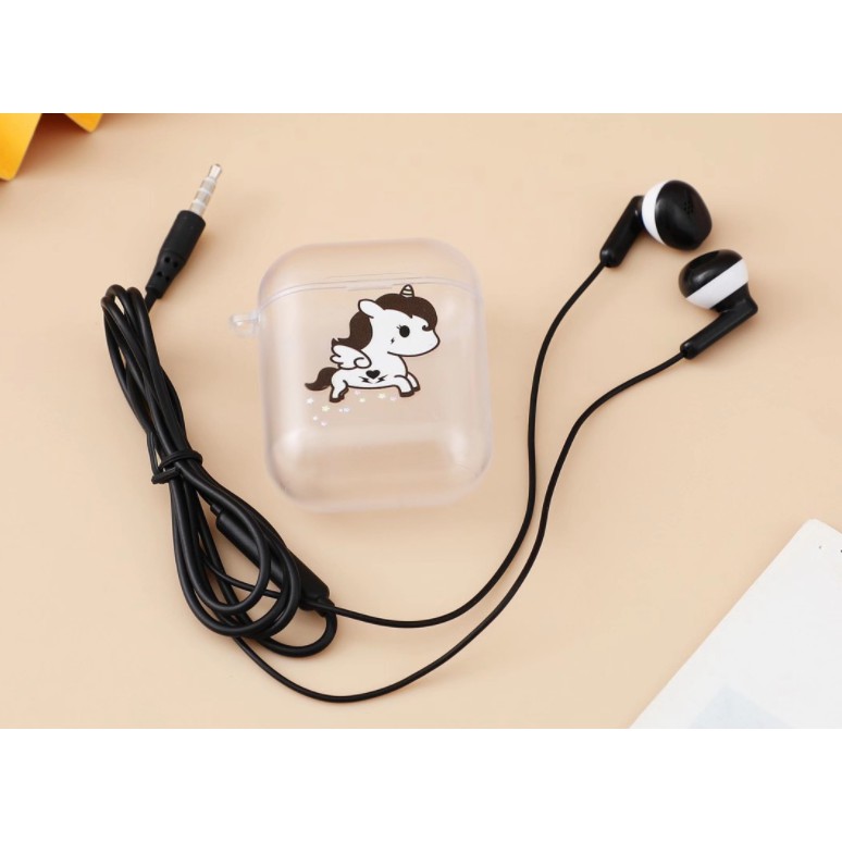 [XY-54] Set Headset Earphone UNICORN / Wadah Earphone Kotak Transparan Kartun UNICORN Lucu