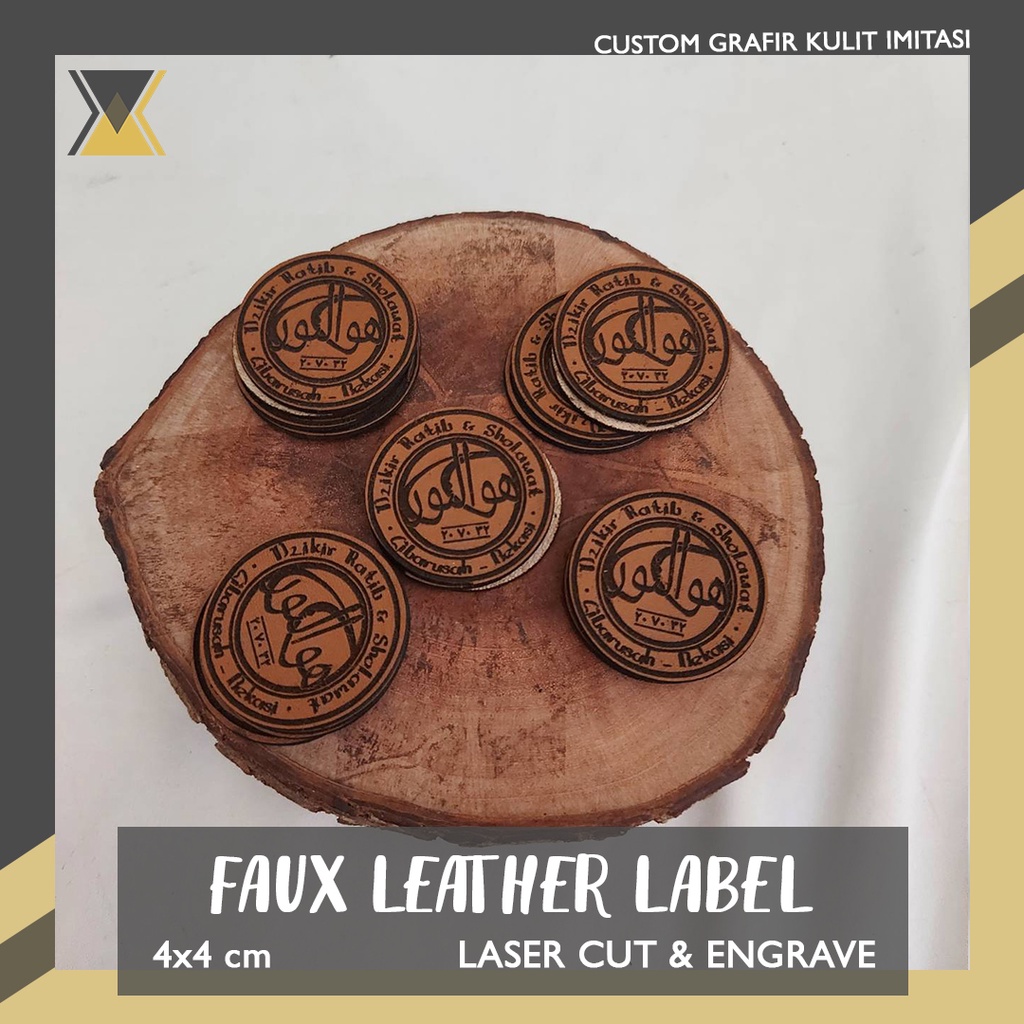 

Custom Grafir Logo Label Kulit Kulit Imitasi 4x4 cm