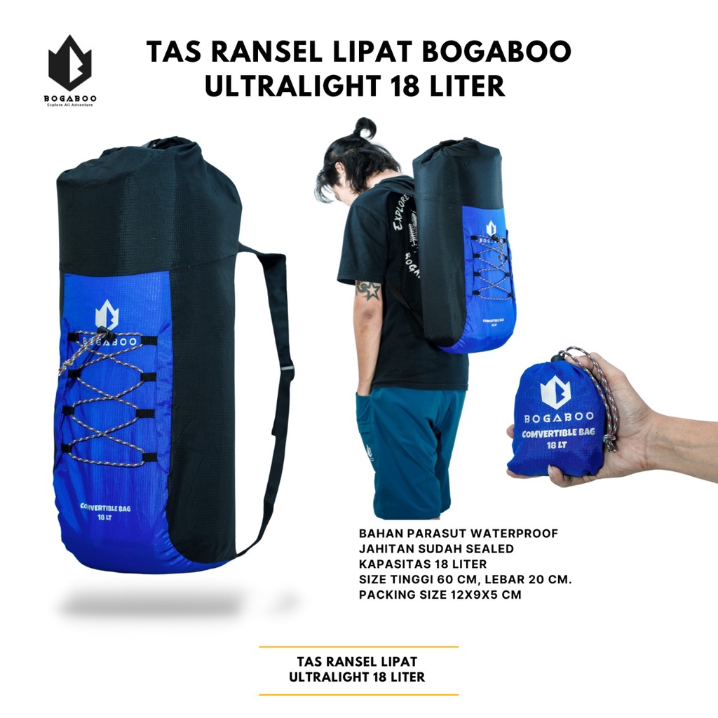 Tas Lipat 18 Liter - Tas Ransel Serbaguna - Tas Lipat Ultralight - folding bag