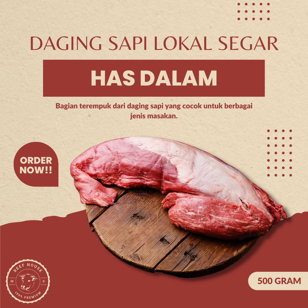 

Daging Sapi Lokal Segar Tenderloin Has Dalam Fresh 500 Gram