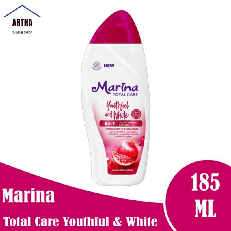 Marina Hand Body Lotion Total Care Youthful And White 185ML.