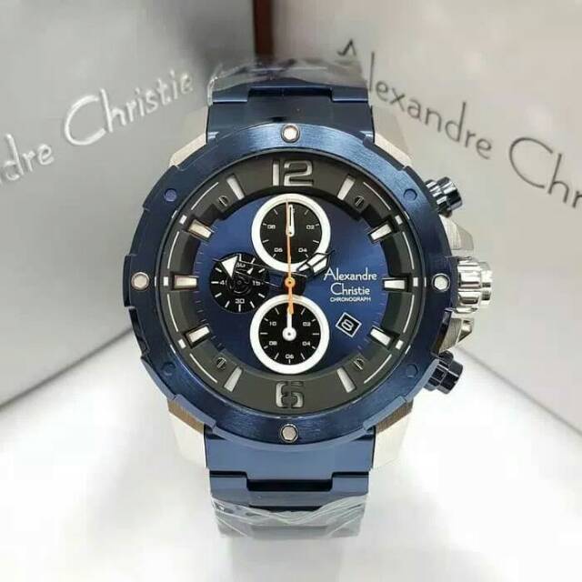 JAM TANGAN PRIA ALEXANDRE CHRISTIE AC 6410 BLUE SILVER