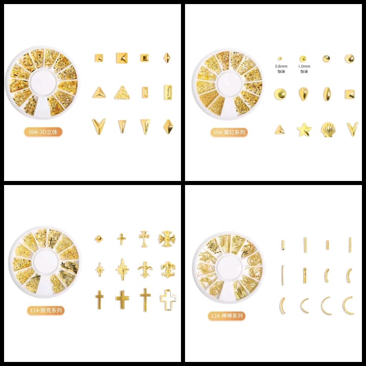 NAIL ACC WHEEL MIX SHAPE HIASAN NAIL ART GOLD SWAROVKI CRYSTAL AB NAIL ART