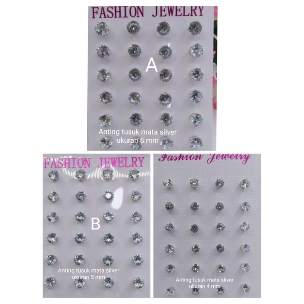 Rsdr693. Anting tusuk mata'putih silver xuping wanita lapis emas dgn mata zircon