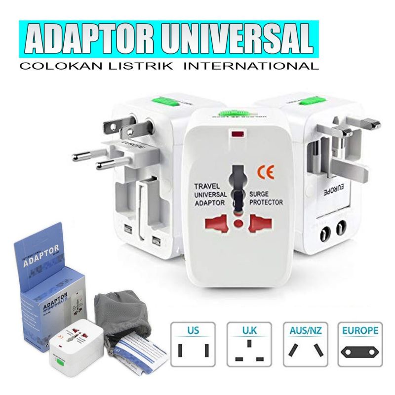 STEKER SERBAGUNA / TRAVEL ADAPTOR MULTI FUNGSI / BISA UNTUK SEMUA NEGARA / EU, AU, UK Dan US PLUG