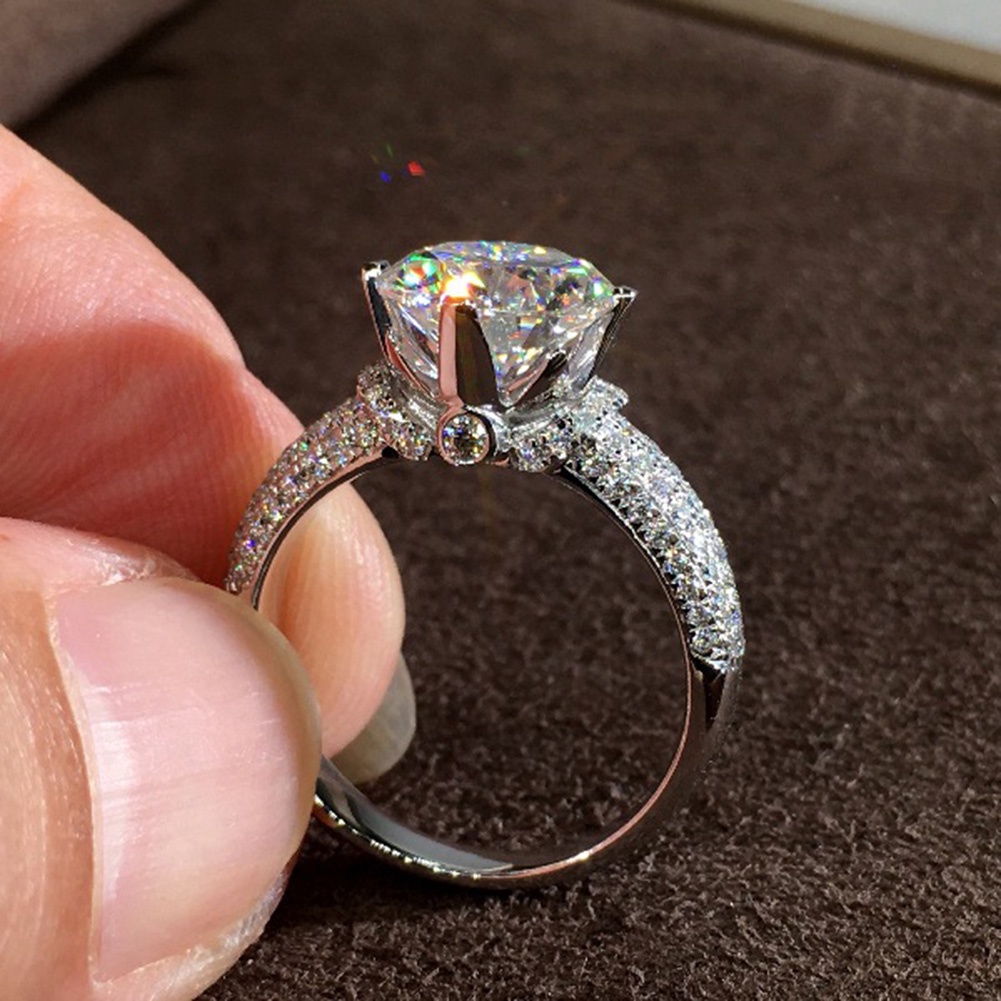 Hu Hu Hu Hu Hu Alat Bantu Pasang Kacamata♡ Cincin Wanita Hias Cubic Zirconia Bentuk Bulat Gaya Mewah Untuk Pernikahanpertunanganhadiah