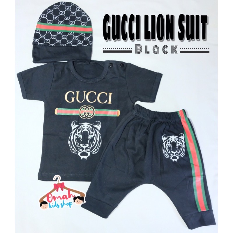 Setelan Anak / Baju Bayi / Baju Baby - Gucci Lion Suit Black