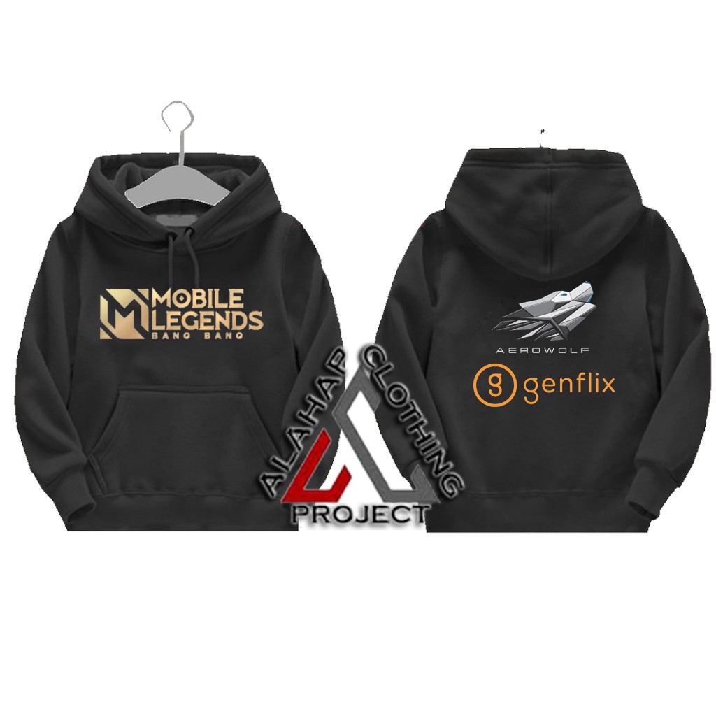 JAKET ANAK SWEATER HOODIE ANAK MOBILE LEGEND GENFLIX AEROWOLF LOGO
