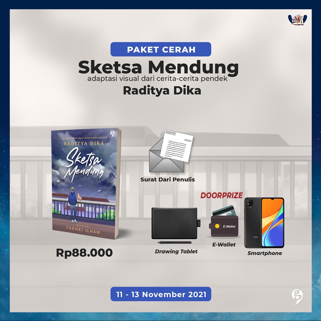 Ready  Novel Sketsa Mendung Penulis: Raditya Dika (Ilustrator: Fakhri Ilham)-1