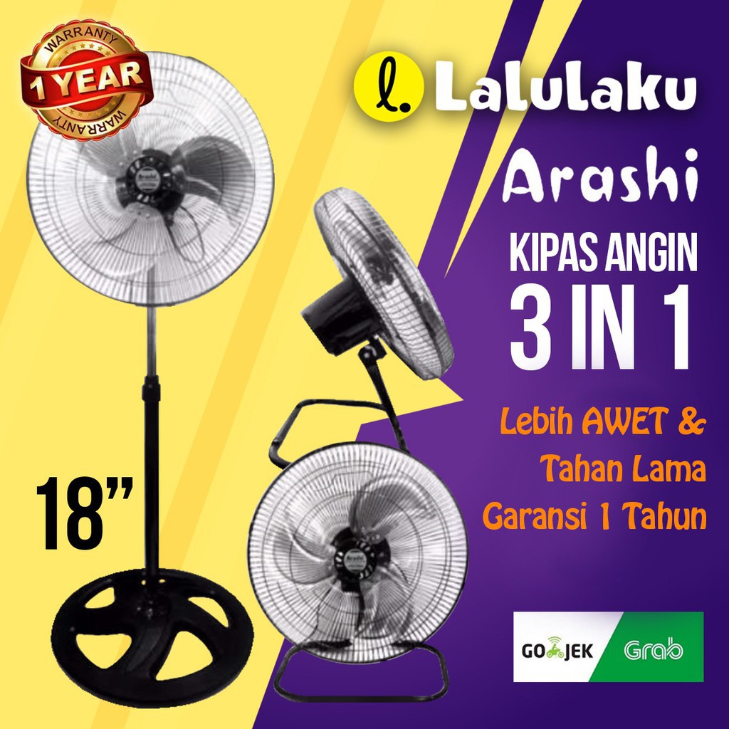 NEW VIVA Kipas angin besi 3 in 1 cyclone meja dinding berdiri 18 inch - duduk - dinding - berdiri