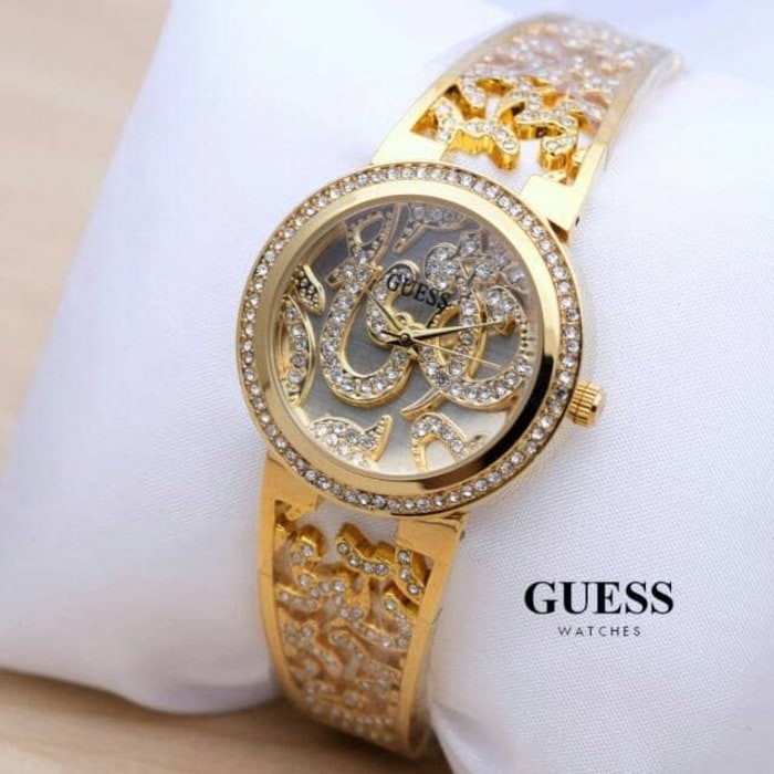 Jam Tangan Wanita / Cewek Guess Rebbeca Rantai Gold