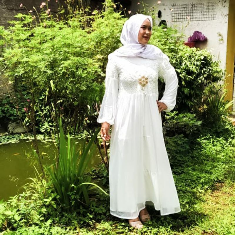 set gamis jersey +outer brukat- tile dot