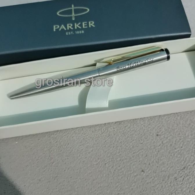 

pulpen Parker original vector silver custom logo ukir grafir nama kado