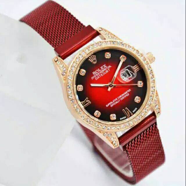 Terima Cod)Jam Tangan Wanita Rolex Magnet Tanggal Aktif (Dikirim Dari Jakarta )