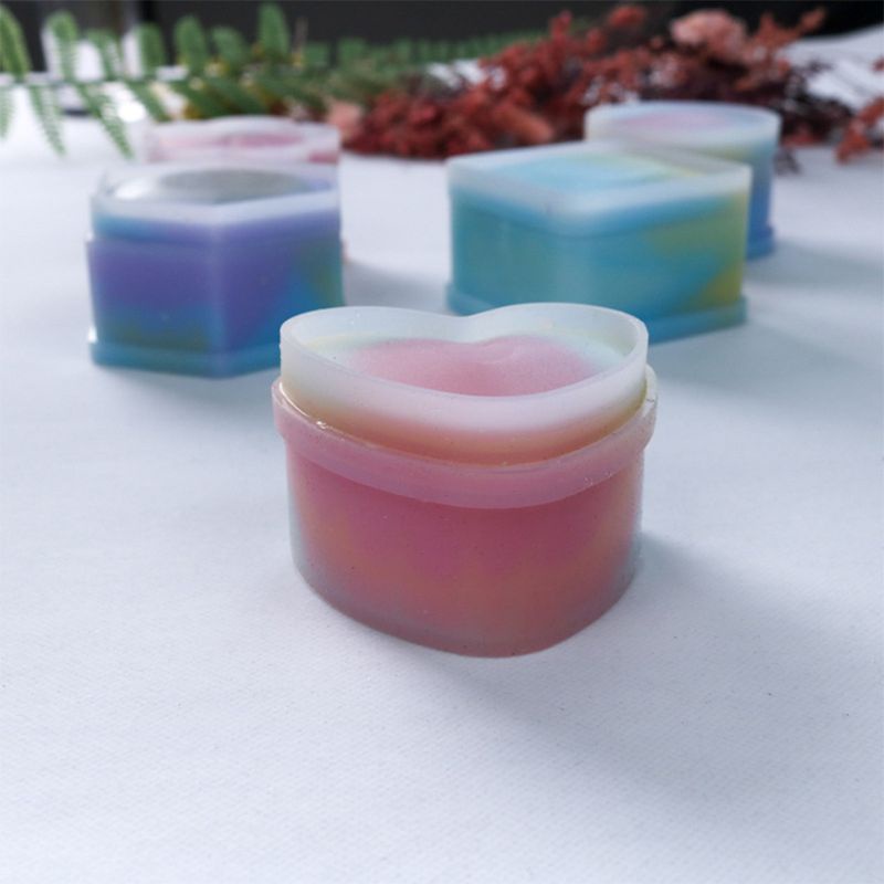 SIY  4 Pcs Box Resin Molds with lids Silicone Molds for DIY Craft Making Storing Earrings, Rings, Coins, Keys Ashtray