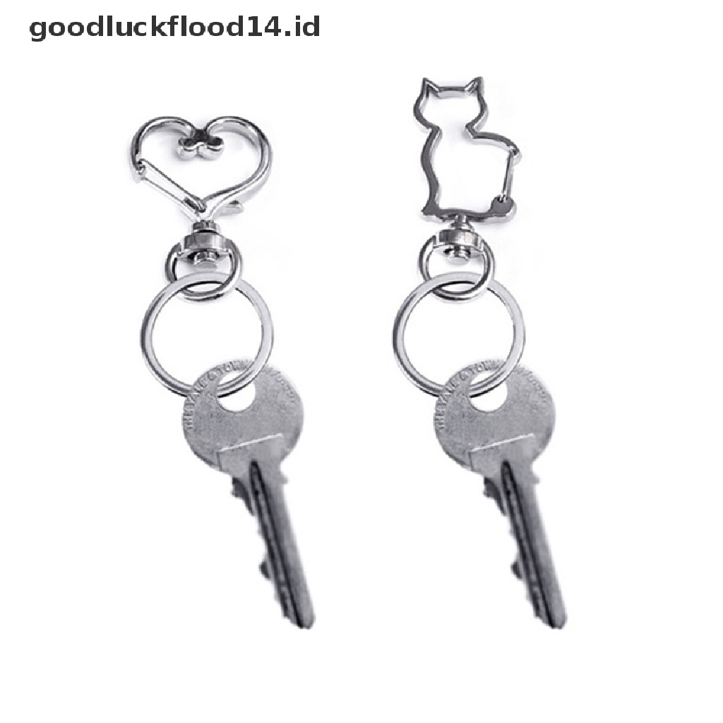 [OOID] 10pcs Love Heart Hollow Key Chain Key Ring DIY Accessories Lobster Clasp ID