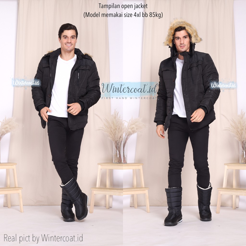 READY INDONESIA LOGAN Men Winter Coat Pria Jacket mantel cowok musim dingin jaket jumbo hitam