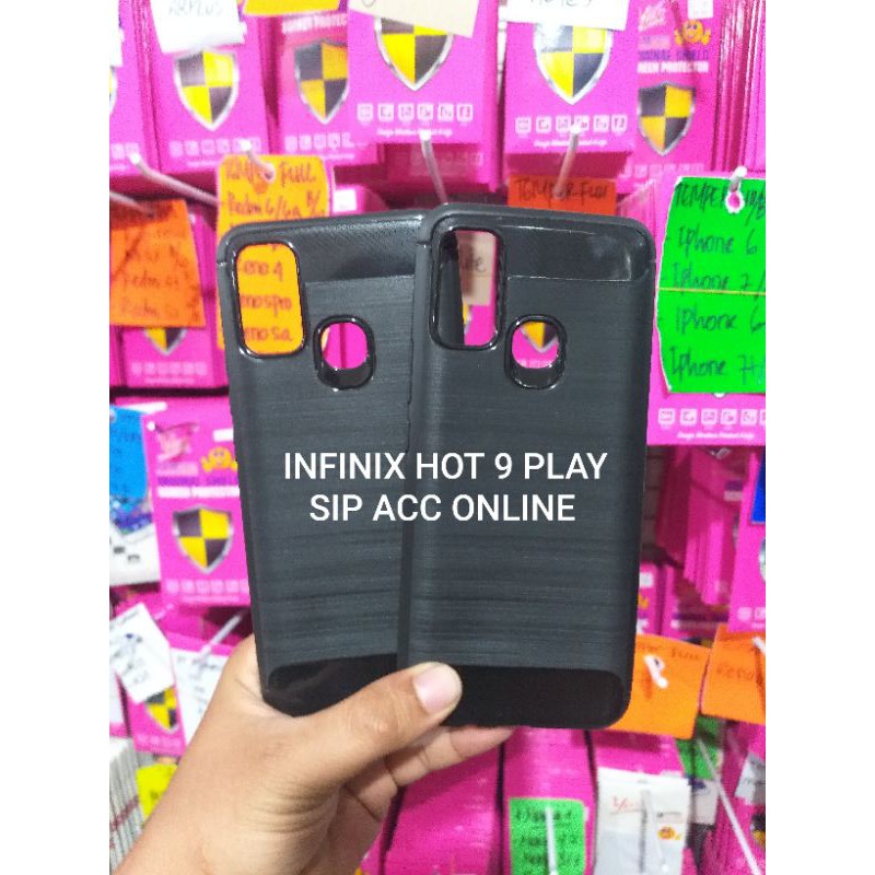 INFINIX HOT 9 PLAY CASE SILICON CARBON SOFTCASE