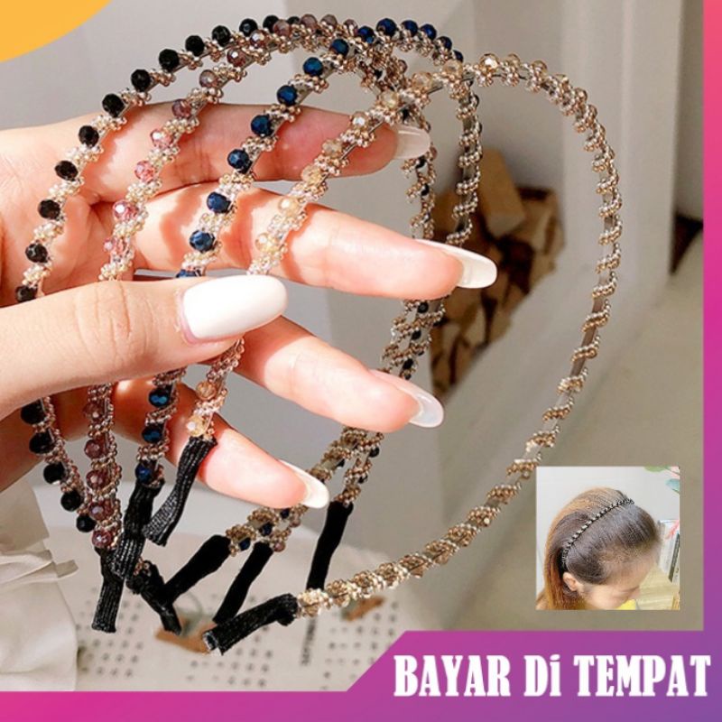 Bando Rambut Wanita Premium Diamond metal Fashion Korea bandana