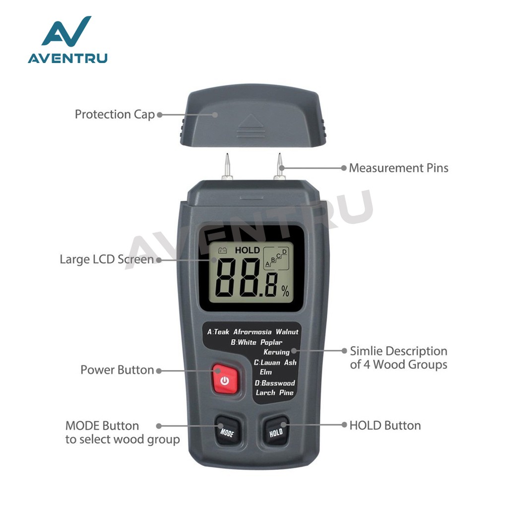 Digital Wood Moisture Meter Alat Ukur Kelembaban Kelembapan Kadar Air Kayu