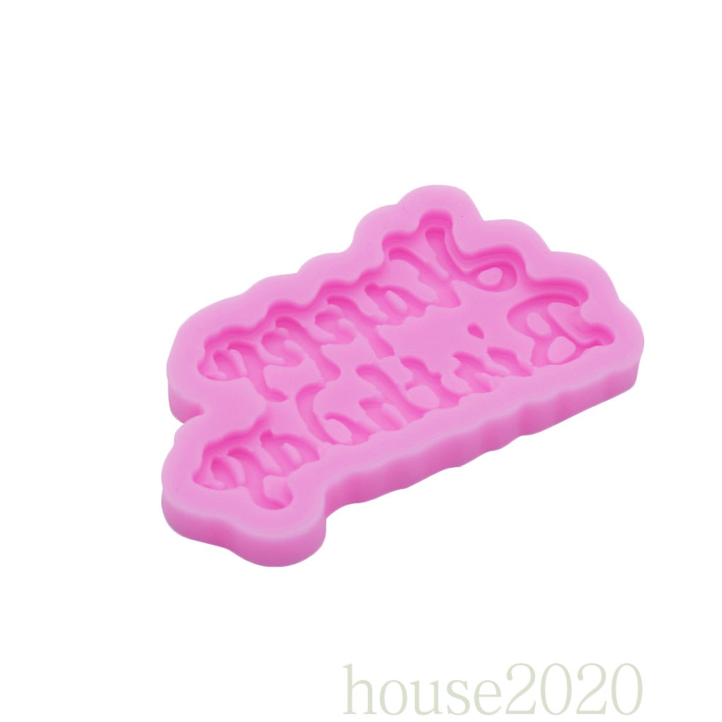 (House2020) Cetakan Kue / Jelly / Cokelat Bentuk Huruf Happy Birthday 3d Bahan Silikon