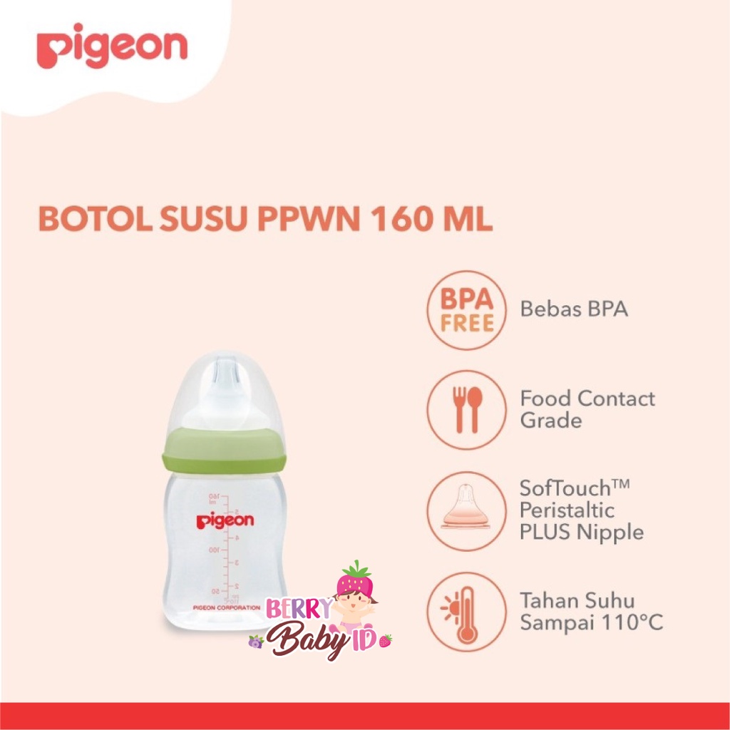 Pigeon Paket Hemat Botol PP Wide Neck 160 ml Paket Perlengkapan Bayi Berry Mart