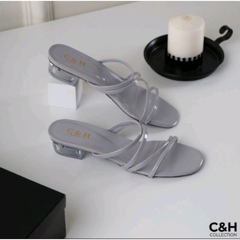 sandal heels hak kaca 3cm/sandal wanita
