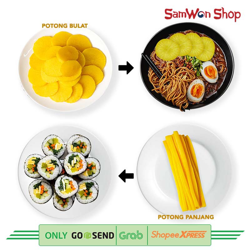 

TAKWANG ACAR LOBAK KUNING KOREA FRESH & HALAL 300 GRAM - DANMUJI KOREAN YELLOW PICKLED RADISH