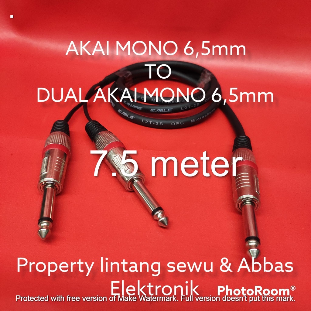 KABEL JEK AKAI 6,5MM TO DUAL AKAI MONO 6.5MM PANJANG 7.5 METER